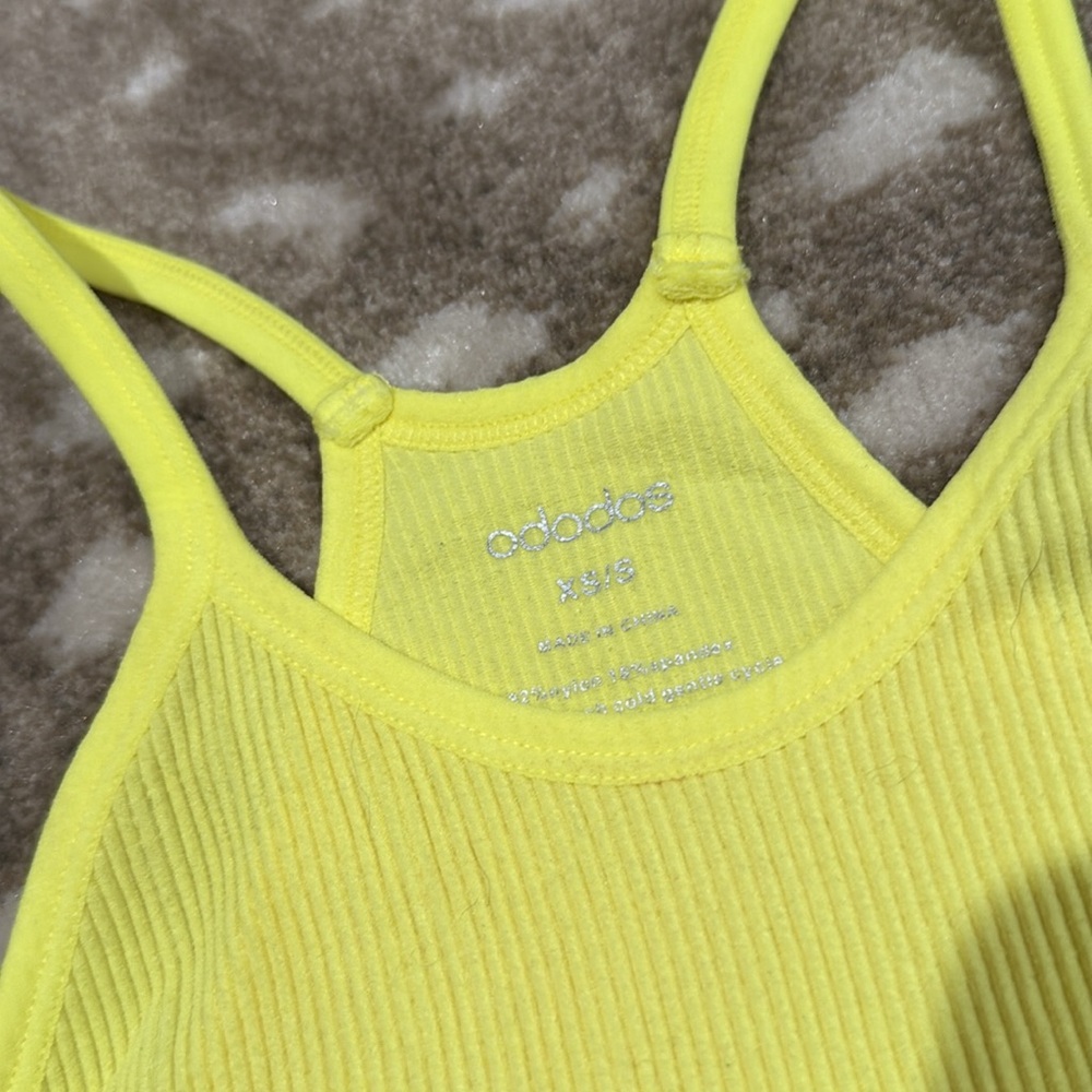 Bundle (2) Ododos Vibrant Pink and Yellow Ribbed Tank Tops. Size XS - Picture 7 of 9
